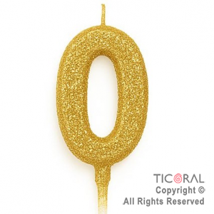 VELA NUMERAL CHICO 5.5 CM CON GIBRE ORO NUMERO 0 x 1